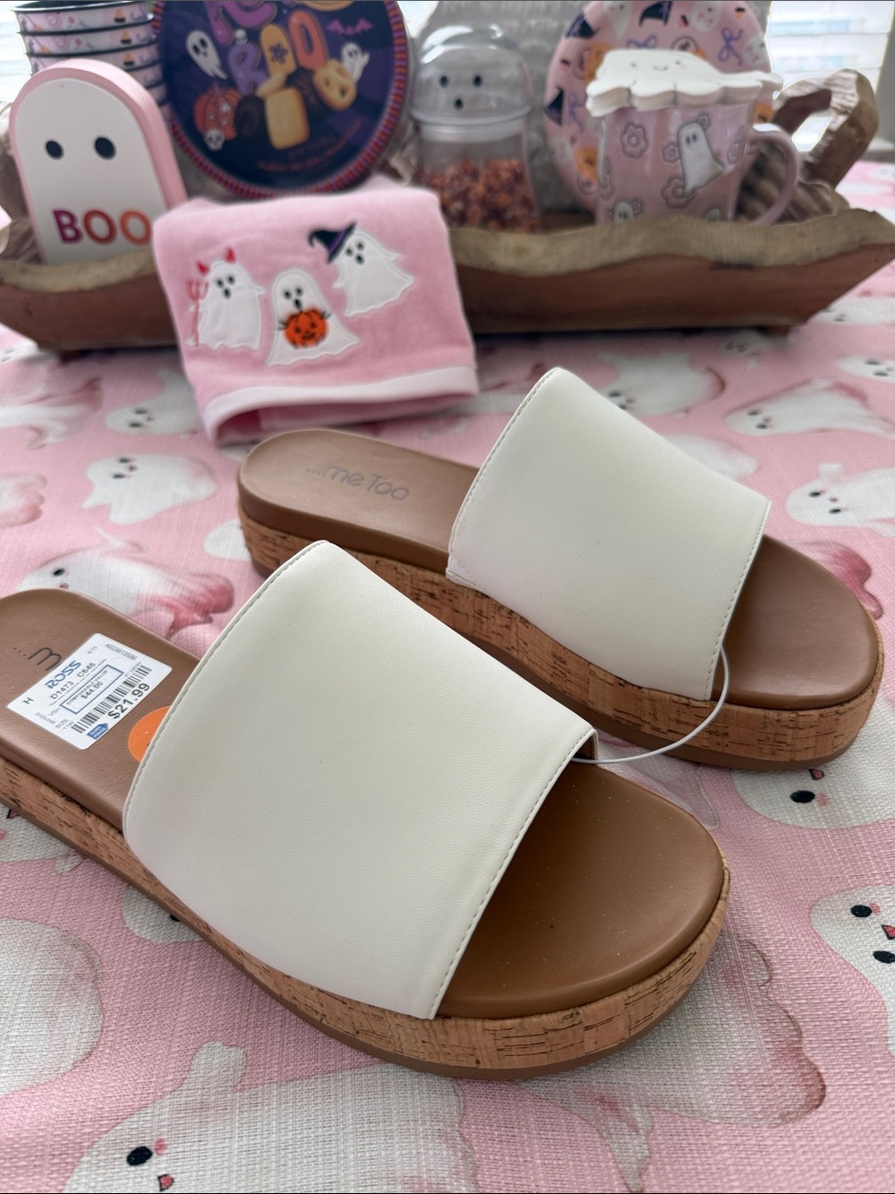 me too White Cork Platform Slide Mules, NWT, Size 11 - Picture 2 of 7